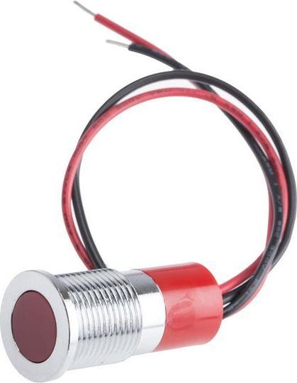 Produktbild RS PRO 14mm flush satin chr LED wires,red 24Vdc