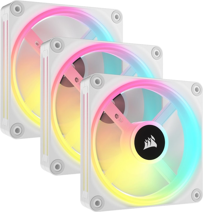 Actual product image Corsair iCUE LINK QX120 RGB 120 mm PWM fan (white, starter kit) (120 mm, 3 x)