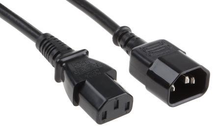 Produktbild RS PRO C14-C13 Cable H05VV-F 1.0mm2 Black 10m (10 m)