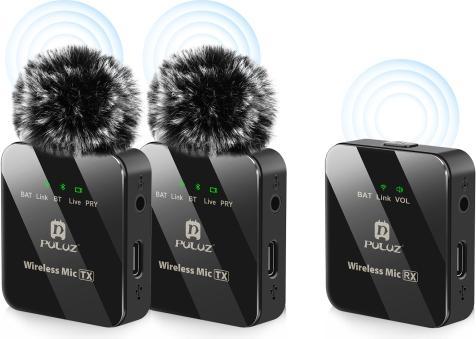 Actual product image Puluz Wireless Lavalier Microphone 2 TX + 1 RX