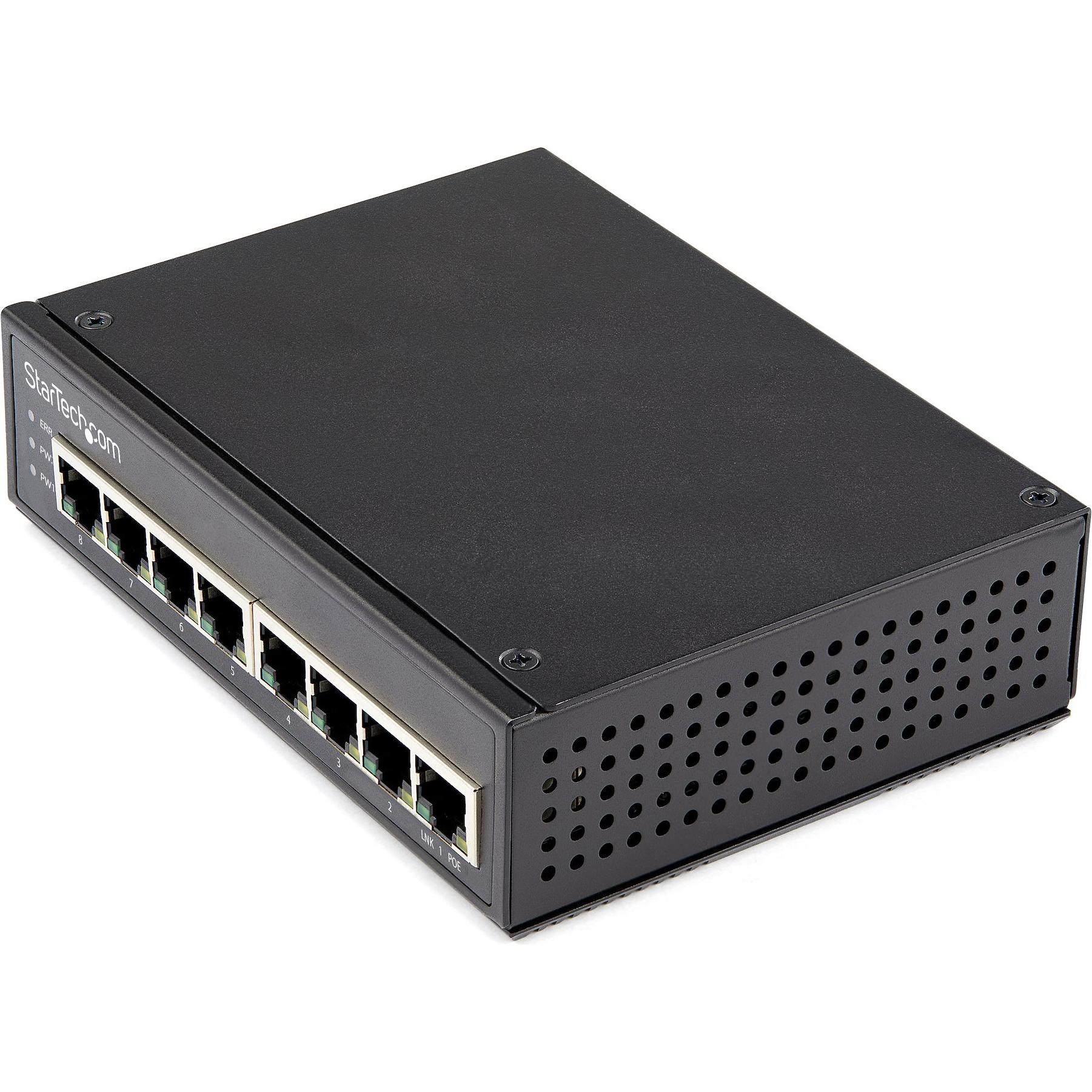 StarTech Industrial 8 Port Gigabit PoE Switch - - Power Over Ethernet Switch - GbE PoE+ Unmanaged Switch - (8 Ports), Ne...