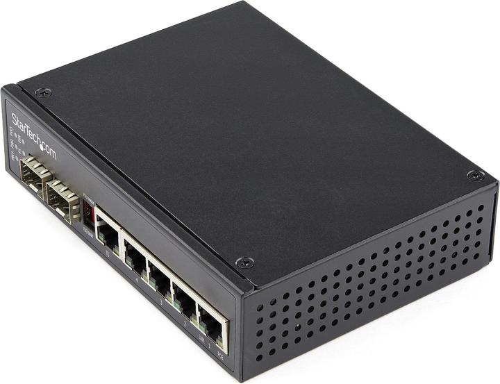 StarTech Industrial 6 Port Gigabit Ethernet Switch - 4 PoE RJ45 +2 SFP Slots PoE+ 48VDC 10/100/1000 Power (6 ports)