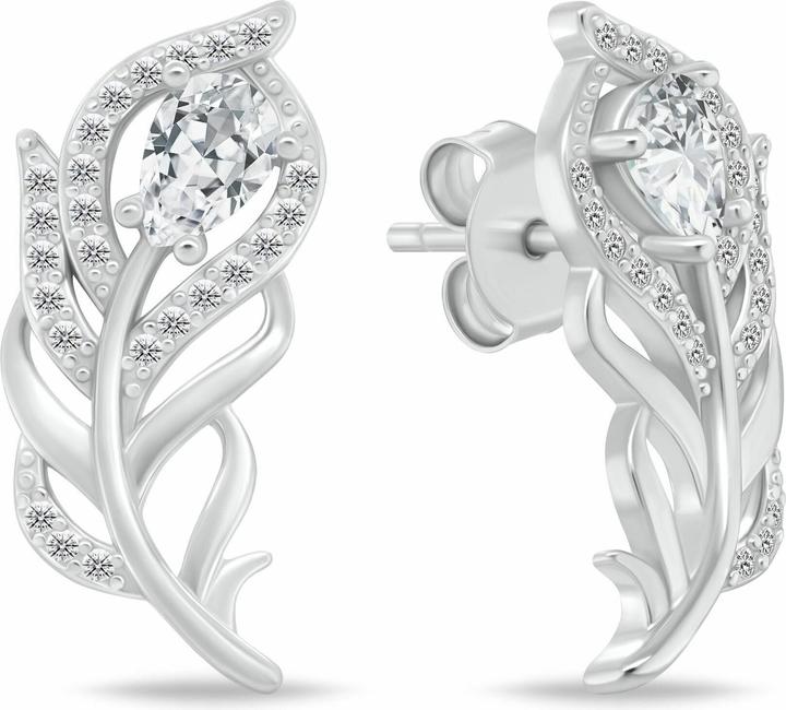 Immagine prodotto Brilio Silver - Dazzling silver earrings Feathers with zircons EA1202W (Argento)