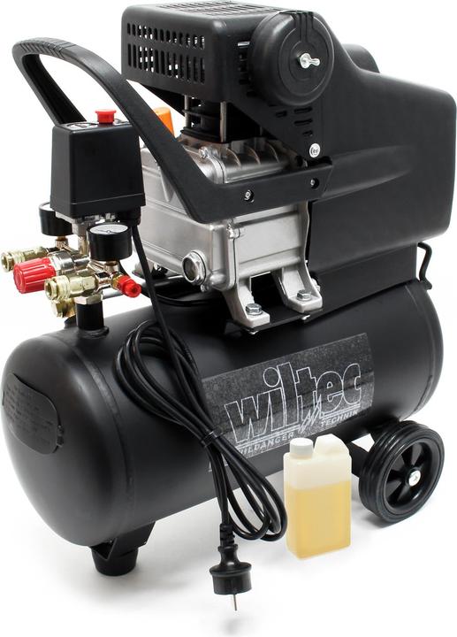 Actual product image Wiltec Air Compressor with 24L Tank Volume, max. Pressure of 8 Bar and Wheels (24 l)