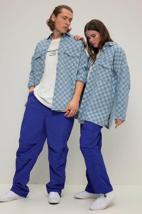 Immagine prodotto Studio Untold Camicia di jeans unisex dal taglio oversize con design a scacchi e maniche lunghe (L)