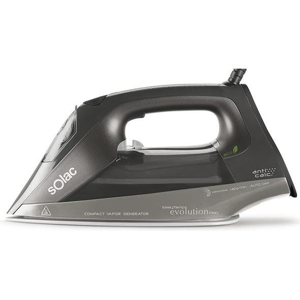 Solac CVG9508, Trocken- & Dampfbügeleisen, 2 m, Schwarz, 45 g/min, 2400 W, 220 - 240 V, Bügeleisen, Schwarz