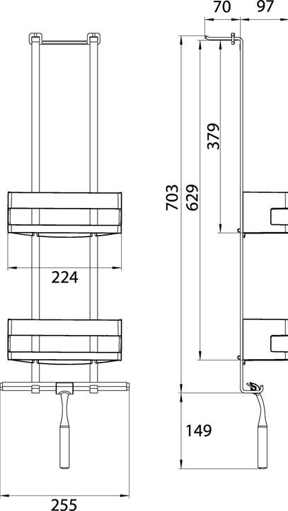 Produktbild Emco Türetagere SYSTEM 2 2 tiefe Körbe, Duschwischer chrom