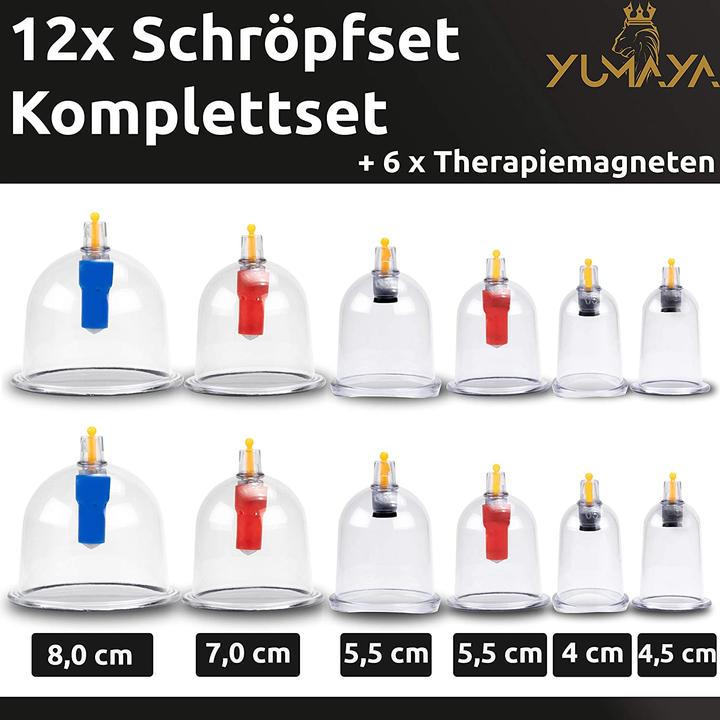 Produktbild Yumaya Schröpfgläser mit Vakuumpumpe und Ventil