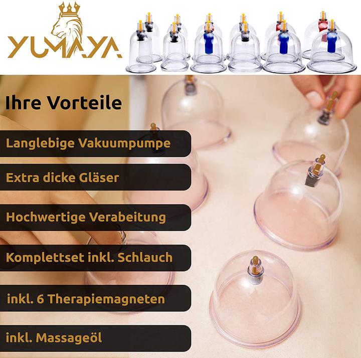 Produktbild Yumaya Schröpfgläser mit Vakuumpumpe und Ventil