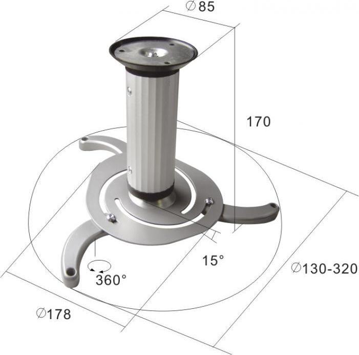 Produktbild Cabletech Projektor-Deckenhalterung 80/170 mm (max. 10 kg)