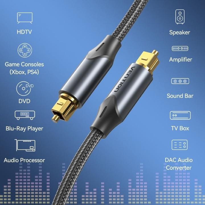 Produktbild Vention Kabel audio optyczny w oplocie z aluminiowym złączem 5m czarny (5 m)