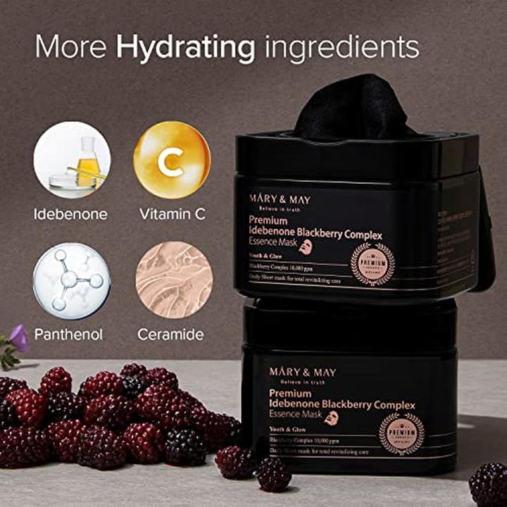 Image du produit Mary&May MARY & MAY Premium Idebenon Complexe de mûres Masque ampoules 20 feuilles - 250g