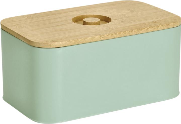 Productafbeelding Zeller Present Broodtrommel met bamboe deksel, metaal, mint