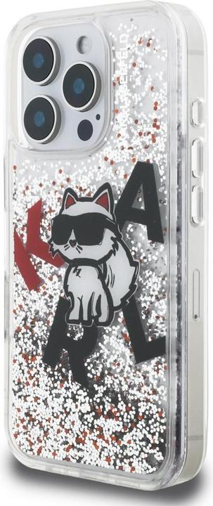 Produktbild Karl Lagerfeld Case Liquid Glitter Choupette Logo for iPhone 16 Pro Max transparent (Apple iPhone 16 Pro Max)