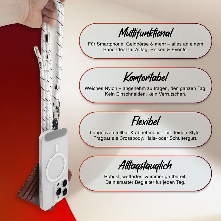 Produktbild Nalia HoldMe Lanyard Handykette – Universal Trageband für Smartphones - Verstellbar, Soft & Elastisch