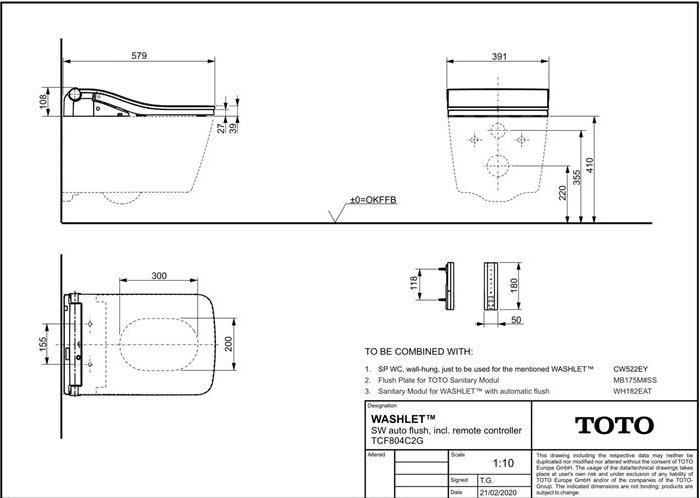 Immagine prodotto TOTO SW Washlet doccia WC auto Flush per WC sospeso SP CW522EY bianco