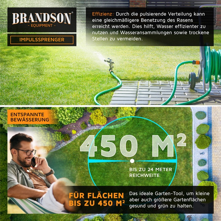 Immagine prodotto Brandson Irrigatore circolare in metallo 4x, irrigatore a intervalli, irrigatore a impulsi, irrigatore per (Irrigatore circolare)