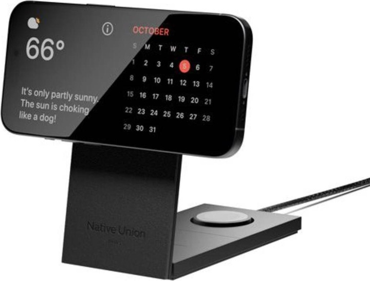 Actual product image Native Union Rise 3-In-1 Qi2 Wireless Charger Black (15 W)