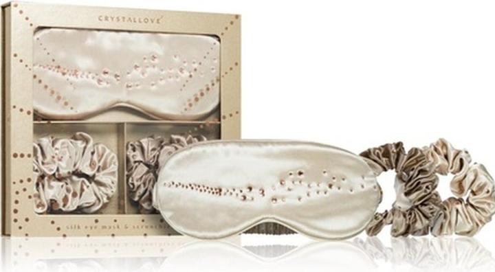 Immagine prodotto Crystallove Set di mascherina per gli occhi e scrunchies in seta dorata - Materiale in seta, colore dorato,