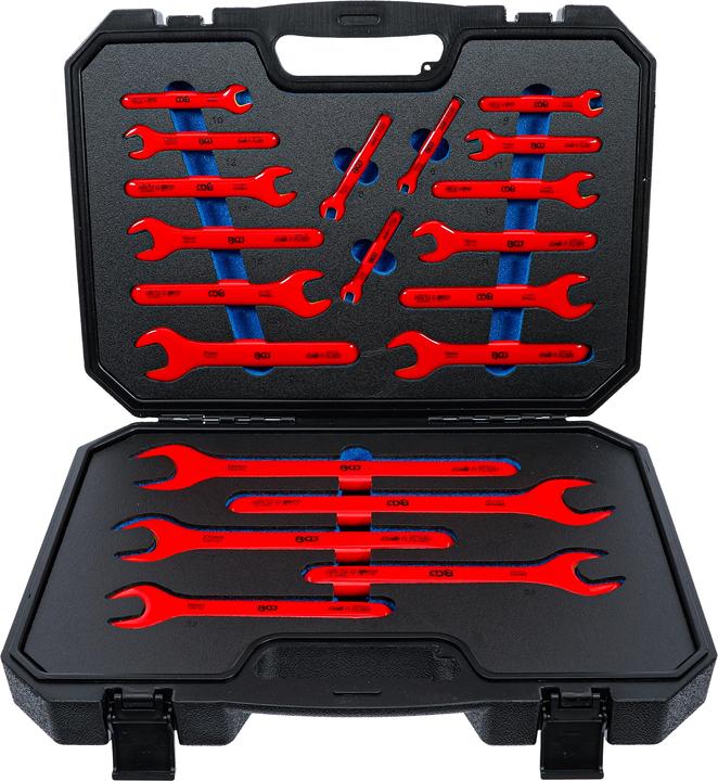 Actual product image BGS VDE open-end spanner set | SW 6 - 32 mm | 20 pcs. (32 mm, 19 mm, 6 mm, 12 mm, 24 mm, 14 mm, 22 mm, 16 mm, 23 mm, 10 mm, 21 mm, 18 mm, 27 mm, 7 mm, 31 mm, 17 mm, 11 mm, 15 mm, 26 mm, 30 mm, 8 mm, 28 mm, 9 mm, 29 mm, 13 mm, 20 mm, 25 mm)