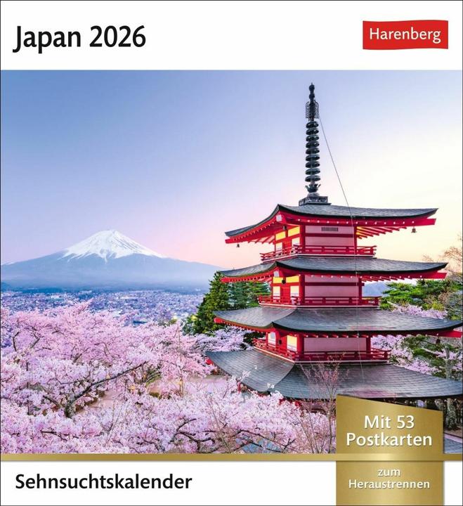 Harenberg Japan Sehnsuchtskalender 2026 - Wochenkalender mit 53 Postkarten (Couverture rigide, Allemand)