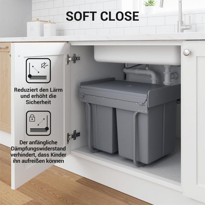 Homcom Einbaumülleimer Kunststoff, Metall Grau - buy at Digitec