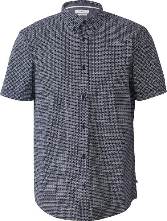 Immagine prodotto s.Oliver Hemd Regular Fit: Gemustertes Kurzarmhemd aus Baumwolle mit Button-Down-Kragen (M)