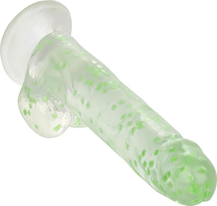 Actual product image CalExotics Naughty Bits® I Leaf Dick™ Glow-In-The-Dark Weed Leaf Dildo