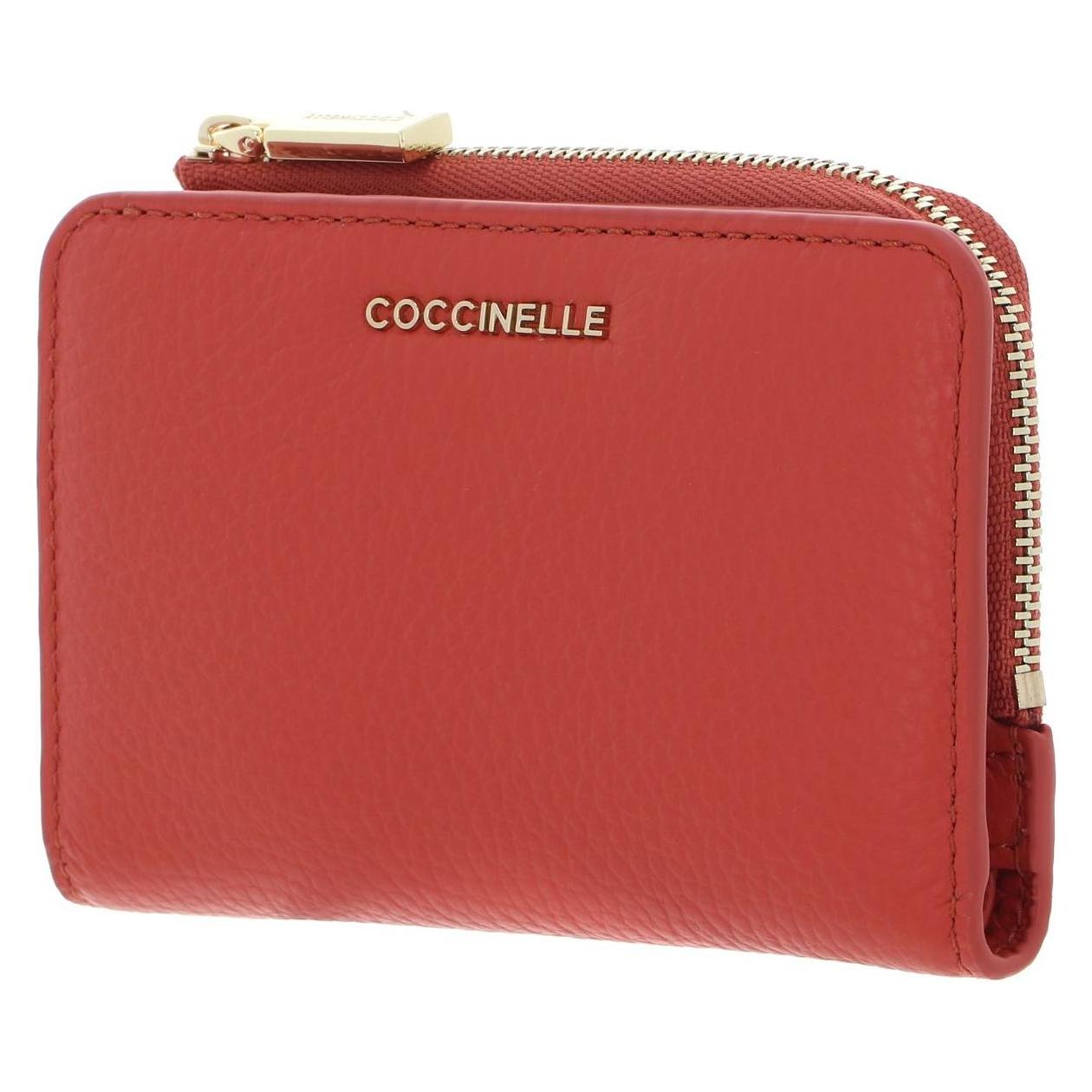Coccinelle, Damen, Portemonnaie, Metallic Soft Wallet Grained Leather, Rot