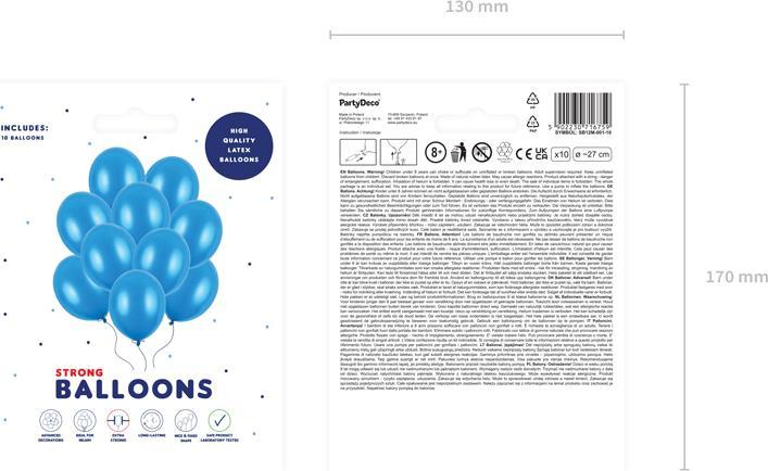 Produktbild Partydeco Strong Balloons 27cm, Metallic Cornflower Blue (1 pkt / 10 pc.) (10 x)