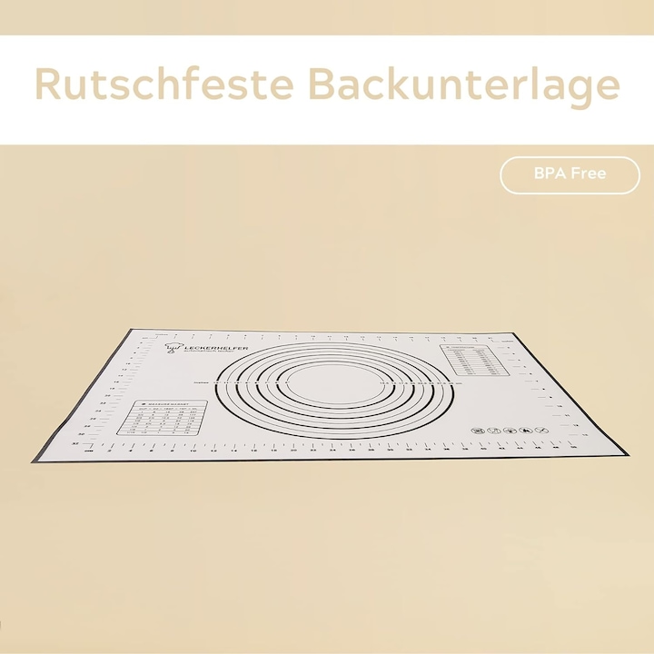 Produktbild Leckerhelfer Premium Backmatte / Rutschfeste Backunterlage XXL 60 x 40 cm (60 x 40 cm)