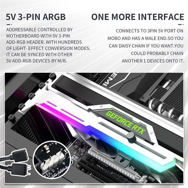 Actual product image 1st Cool 1stCOOL GPU Holder ARGB - metal adjustable white VGA holder