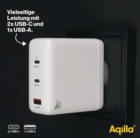 Productafbeelding Aqiila Chargebird W4 - GaN Wandlader, 120W PD - Wit (120 W, 3 ports)