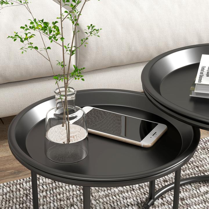 Produktbild Homcom Couchtisch Set Stahl Schwarz