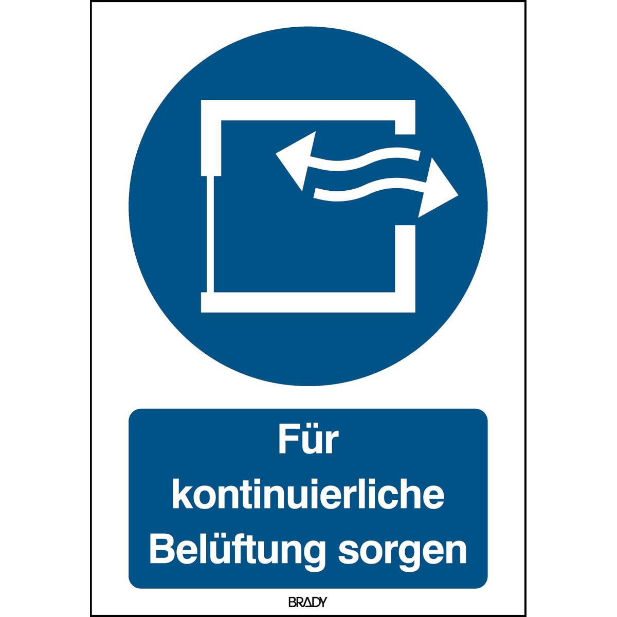 Brady ISO-Sicherheitsschild - Für kontinuierliche Belüftung sorgen (311882)