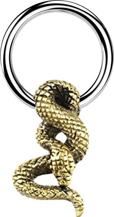 Produktbild Star Piercing Micro Closure Ring silber Schlange vergoldet (Messing, Chirurgenstahl 316L)