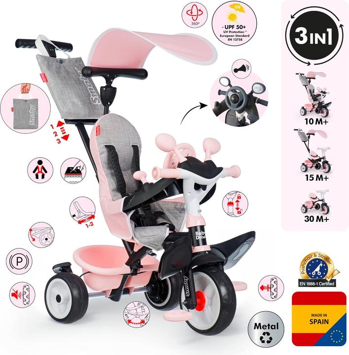 Image du produit Smoby Baby Driver Tricycle Rose