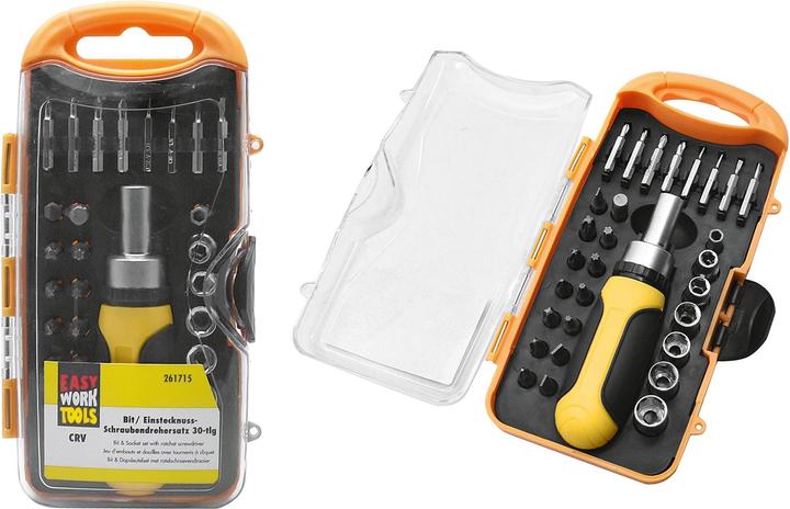 Easy Work Set di punte e bussole EW 30-tg (Adattatore di bit, Presa esagonale con perno di bloccaggio (TR), Scanalatura per la vite)
