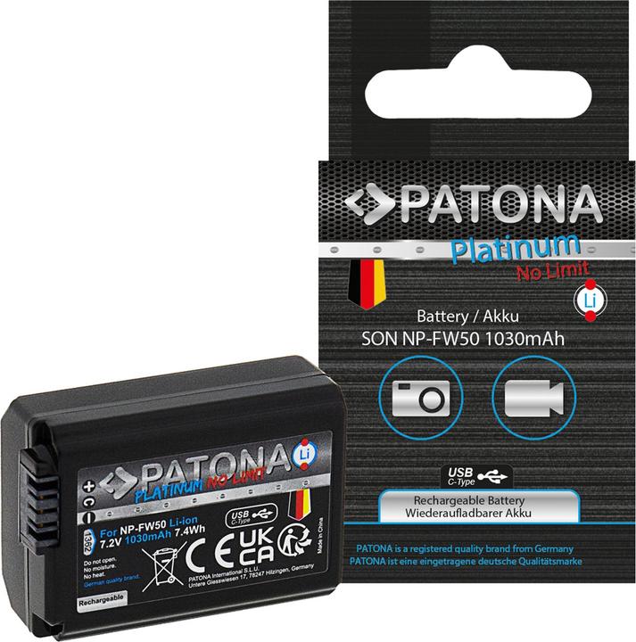 Produktbild Patona Platinum USB-C Sony NP-FW50 (Kamera Akku)