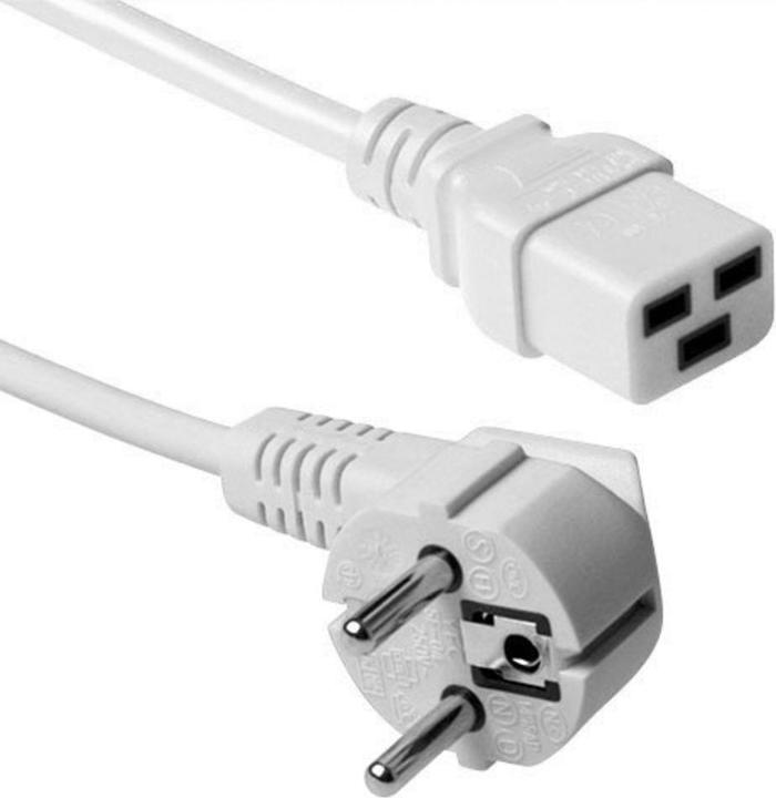 ACT Powercord mains connector CEE 7/7 male (angled) - C19 white 1.8 m (1.80 m)