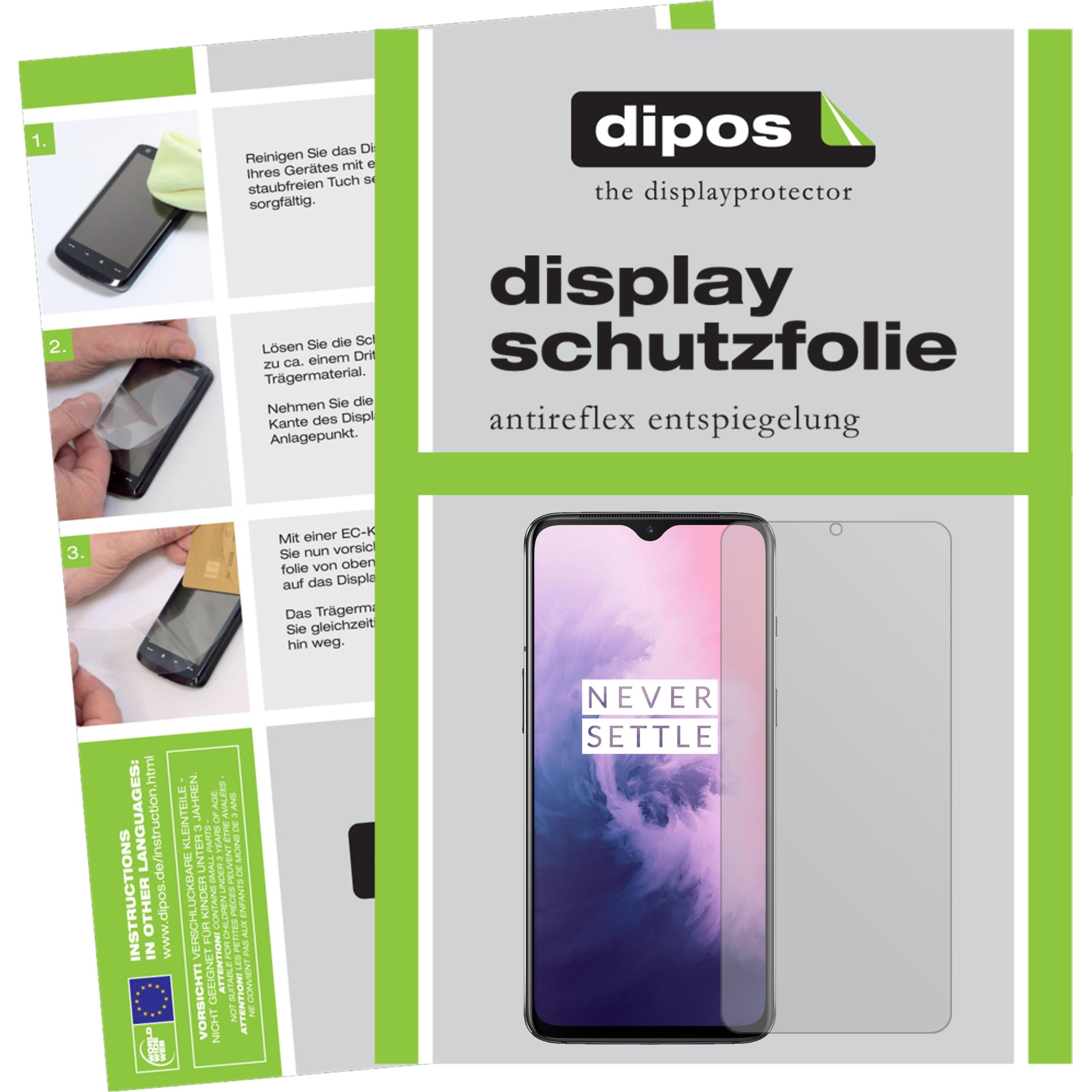 Dipos Displayschutzfolie Antireflex (2 Stück, OnePlus 7), Smartphone Schutzfolie, Transparent