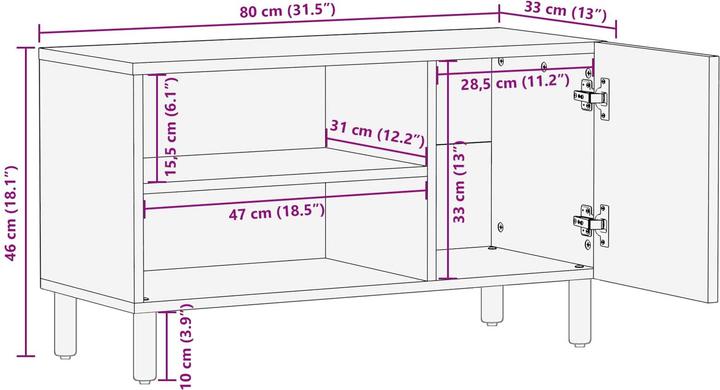 Actual product image vidaXL TV-Schränk (33 x 80 x 46 cm)