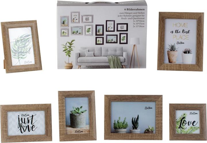 IKO Picture frame set wood dark: 2x 13 * 18cm, 3x 10 *