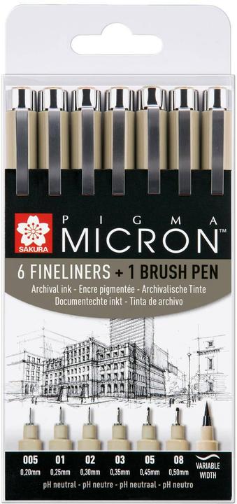Sakura Fineliner Pigma Micron Schwarz, 6 Stück (Noir, 6x)