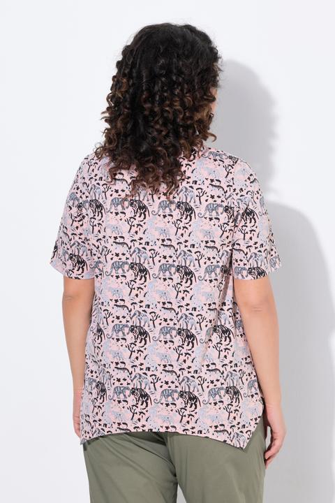 Produktbild Ulla Popken T-Shirt, Tiere, A-Linie, Zipfelsaum, V-Ausschnitt, Halbarm (62)