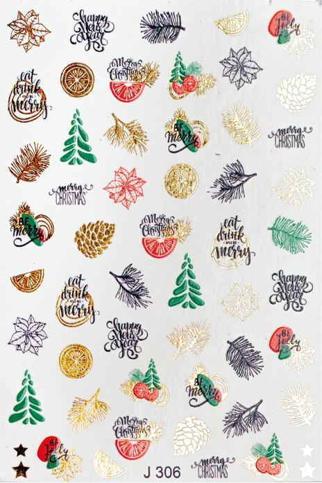 Image du produit BrillBird Autocollant à ongles Be Merry J306 (Dissolvant pour vernis à ongles)