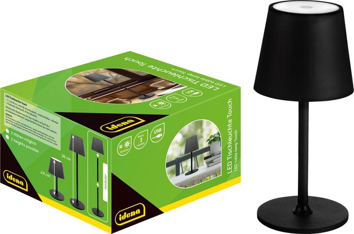 Actual product image Idena LED table lamp rechargeable battery black 38cm dimmable indoor and outdoor