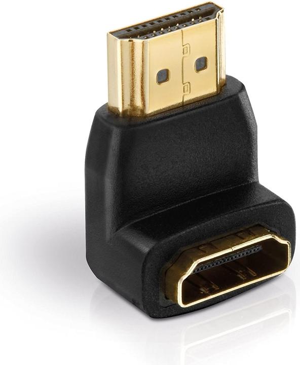 Produktbild Helos Adapter, HDMI St./HDMI Bu. gewinkelt 270°, FULL HD, BASIC, schwarz HDMI/HDMI 1080p Adapter mit vergo (HDMI, 5.40 cm)