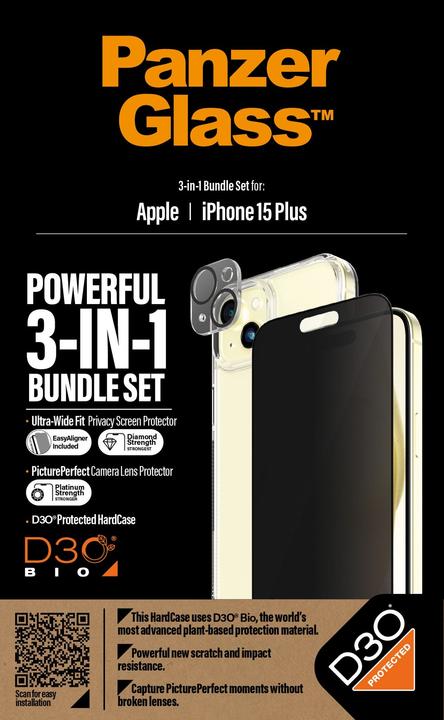 Produktbild PanzerGlass 3-in-1-Pack (1 Stück, Apple iPhone 15 Plus)