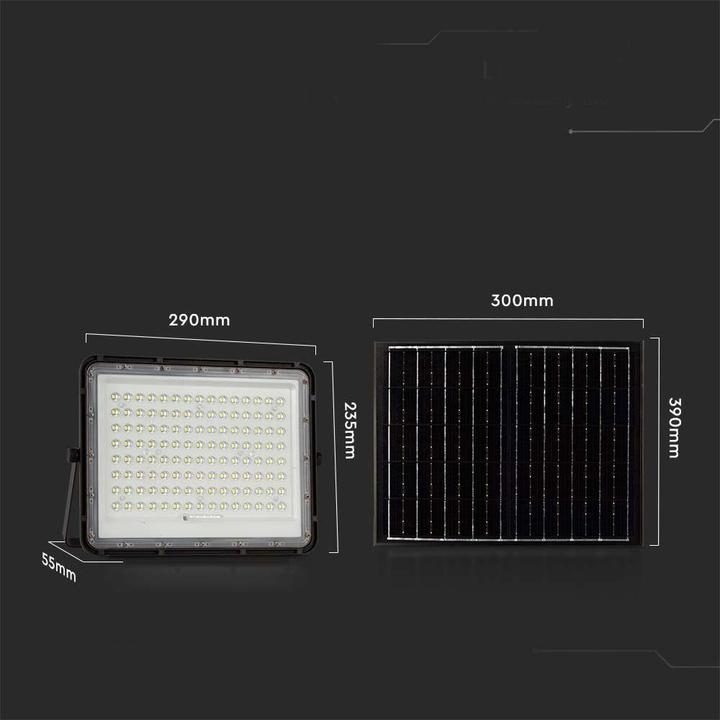 Actual product image V-TAC Solar LED projector 20W Remote control AUTO Timer IP65 Black VT-180W 4000K 1800lm (1800 lm, IP65)